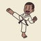 Cute Karate Boy Black Belt Cartoon Isolated