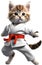 Cute Karate Kitten character design. Ai-Generated.