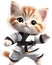 Cute Karate Kitten character design. Ai-Generated.