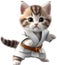 Cute Karate Kitten character design. Ai-Generated.