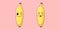 Cute Kawaii Banana, Cartoon Ripe Fruit. Vector