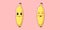 Cute Kawaii Banana, Cartoon Ripe Fruit. Vector