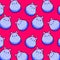 cute kawaii blue fat cat monster seamless pattern in pink background for children toys and fashion