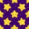 Cute, kawaii, bright smiling stars seamless sweet pattern. Vector texture with little happy magic stars, night sky