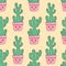 Cute Kawaii Cactus pots pattern