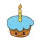 Cute kawaii cake with a candle .