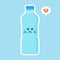 Cute and kawaii cartoon mineral water character. funny water bottle. Concept for healthy nutrition and drinking mineral water.