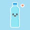 Cute and kawaii cartoon mineral water character. funny water bottle. Concept for healthy nutrition and drinking mineral water.