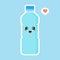 Cute and kawaii cartoon mineral water character. funny water bottle. Concept for healthy nutrition and drinking mineral water.