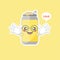 Cute and kawaii cartoon soda Cans. Cute lovely emoticon emoji face, smile, happy. Happy face with blushing emoticon, so adorable