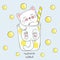 Cute kawaii cat in anime style in a glass of lemon cocktail with yellow bubbles, drawing for childrens menu, cocktail party