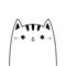 Cute kawaii cat head face silhouette. Black contour. Pink blush cheeks. Funny sad animal. Meow. Baby card. Cartoon funny character