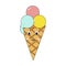 cute kawaii colored ice cream doodle style