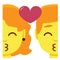 Cute kawaii couple kissing emoji colorful isolated