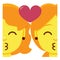 Cute kawaii couple kissing emoji colorful isolated