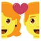 Cute kawaii couple smiling emoji colorful isolated