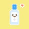 cute and kawaii disinfection or and sanitizer bottle, washing gel. Vector illustration suitable for hygiene, disinfect, medical,