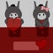 Cute kawaii donkey cartoon hug heart set