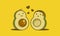 Cute Kawaii Doodle of Couple Avocado Falling in Love.