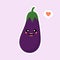 Cute and kawaii eggplant character. Vector illustration of eggplant. isolated object on a color background. Vegetarianism, vegan,