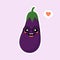 Cute and kawaii eggplant character. Vector illustration of eggplant. isolated object on a color background. Vegetarianism, vegan,