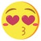 Cute kawaii emoji kissing colorful isolated