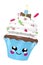 cute Kawaii emoticon as cupcake birthday candle. 