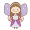 Cute kawaii fairy character. Winged pixie princess in beautiful dress.