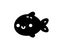 Cute kawaii fish vector illustration with black color white background