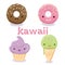 Cute Kawaii food characters set collections