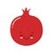 Cute Kawaii Garnet, Cartoon Ripe Fruit. Vector illustration of Cartoon Pomegranate with Kind Eyes and Smile, Funny Emoji. Juicy