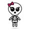 Cute kawaii girl skeleton isolated halloween concept