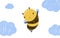 Cute Kawaii Happy Funny Honey Bee flying in the sky