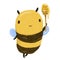 Cute Kawaii Happy Funny Honey Bee with honey dipper
