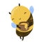 Cute Kawaii Happy Funny Honey Bee with honey jar