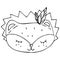 Cute kawaii hedgehog head with muzzle coloring book vector element