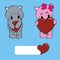 Cute kawaii hippo cartoon hug heart set