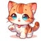 A cute kawaii kitten with blue Eyes dynamic pose, cartton, anime art, t-shirt, stickers design