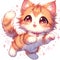 A cute kawaii kitten with dynamic pose, in cartoon style, anime art, white background, t-shirt design, stickers art