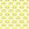 Cute kawaii lemons seamless vector pattern background. Laughing cartoon tropical citrus fruit on white backdrop. Fun