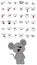 Cute kawaii mouse cartoon expressions collection set