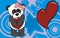 Cute kawaii panda bear cartoon valentine background postal card