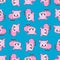 Cute kawaii pig pattern seamless. funny swine background cartoon style. kids character. Childrens style texture