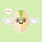 cute and kawaii Pistachio nuts character in the shell. Open and fried fresh organic food. Singles and group. Nuts vector