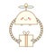 Cute kawaii robot holding box. Flying Delivery drone