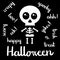 Cute kawaii skeleton halloween handwriting vector