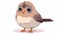 Cute Kawaii Sparrow: Minimalist Anime-Inspired Illustration with Blush, Smile, and Dynamic Cartoon Style on White Background.