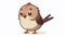Cute Kawaii Sparrow: Minimalist Anime-Inspired Illustration with Blush, Smile, and Dynamic Cartoon Style on White Background.