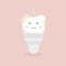 Cute kawaii spoiled, rotten tooth concept vector illustration. Tooth implant concept. Dental personage vector illustration