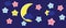 Cute kawaii stars and crescent. Background for kids, babies and children design with night sky characters